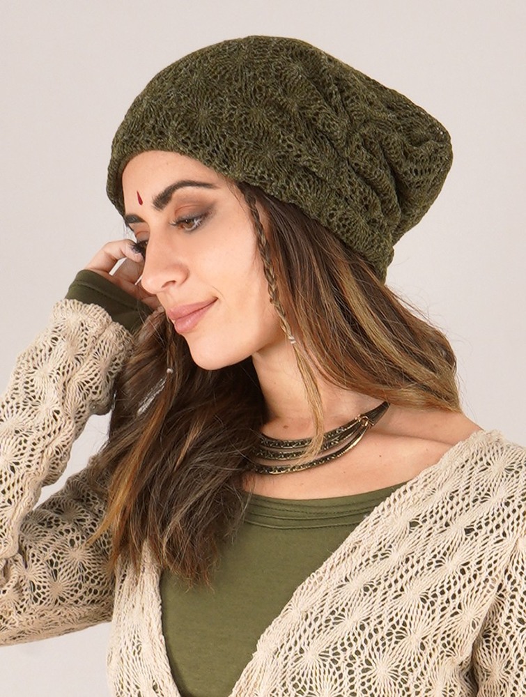 Toonzshop Aslan Pleated Crochet Beanie Mössa Dam Gröna | ODMWY-3798