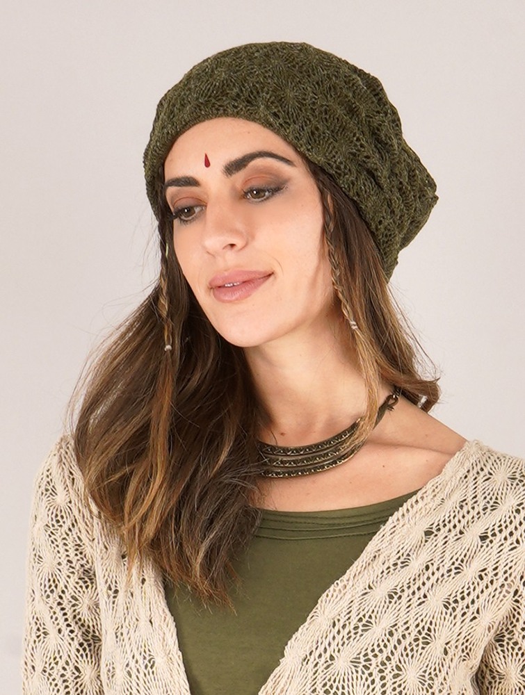 Toonzshop Aslan Pleated Crochet Beanie Mössa Dam Gröna | ODMWY-3798