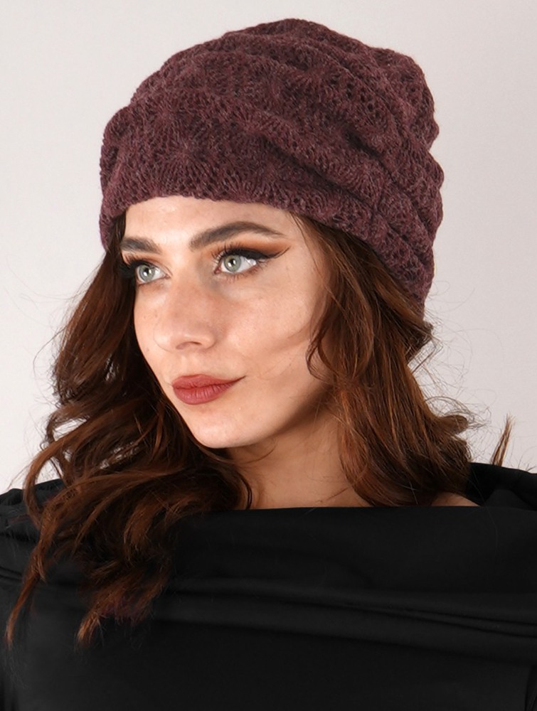 Toonzshop Aslan Pleated Crochet Beanie Mössa Dam Wine | JKRDV-5279