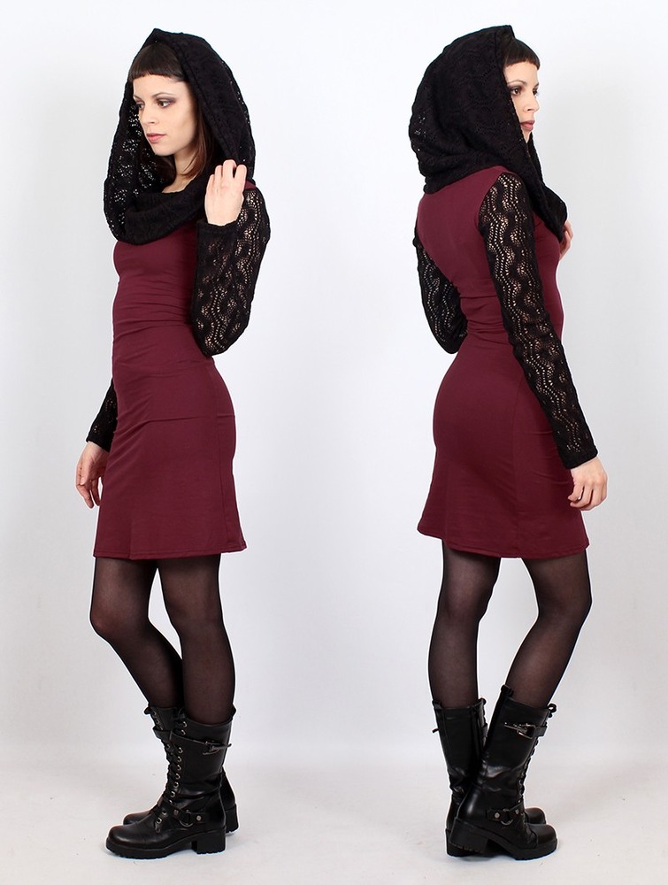 Toonzshop Atmäa Crochet Long Sleeved Dress Klänning Dam Svarta | SGITN-3761