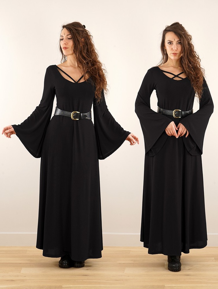 Toonzshop Black Moon Reversible Long Dress Klänning Dam Svarta | AKWED-8907