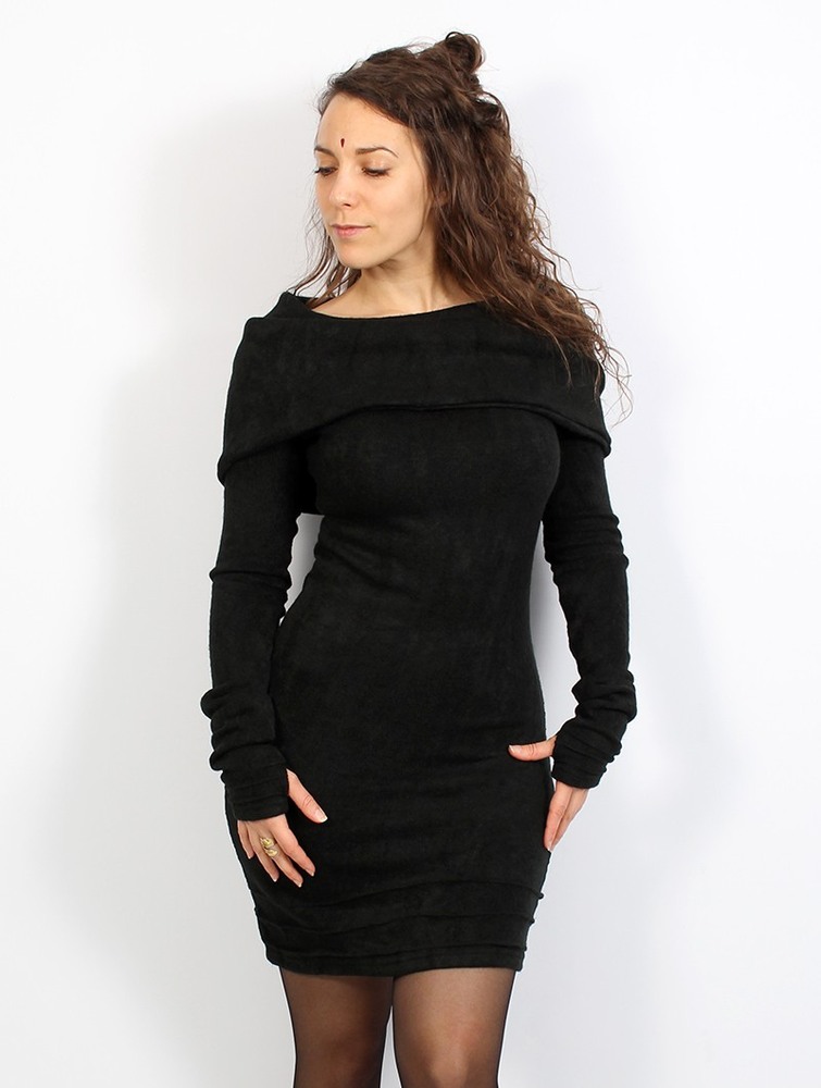 Toonzshop Chryzalide Sweater Dress Klänning Dam Svarta | KUTWF-5234