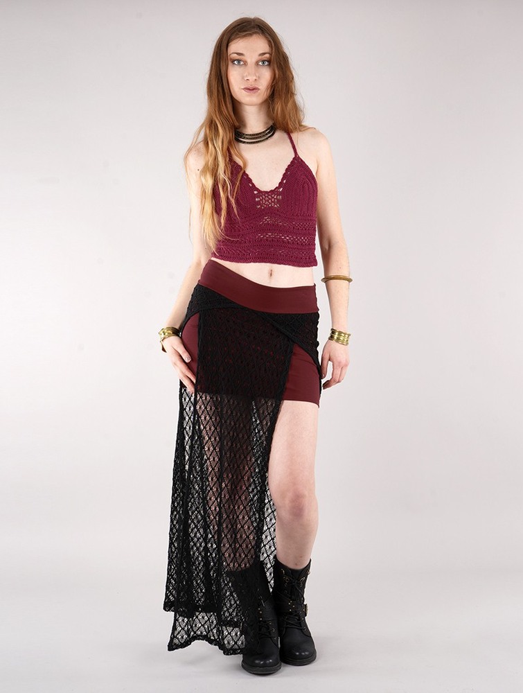 Toonzshop Creature Crochet Skirt Kjol Dam Wine | MSBAZ-7298