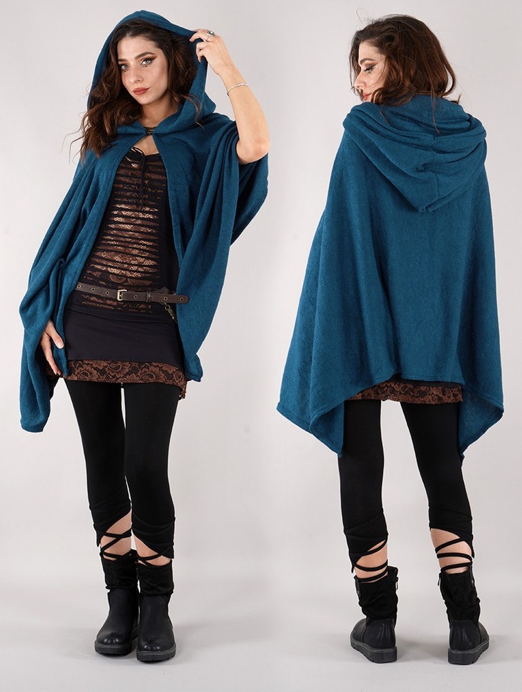 Toonzshop Danae Hooded Cape Ponchos Dam Blå | JAUYB-7824