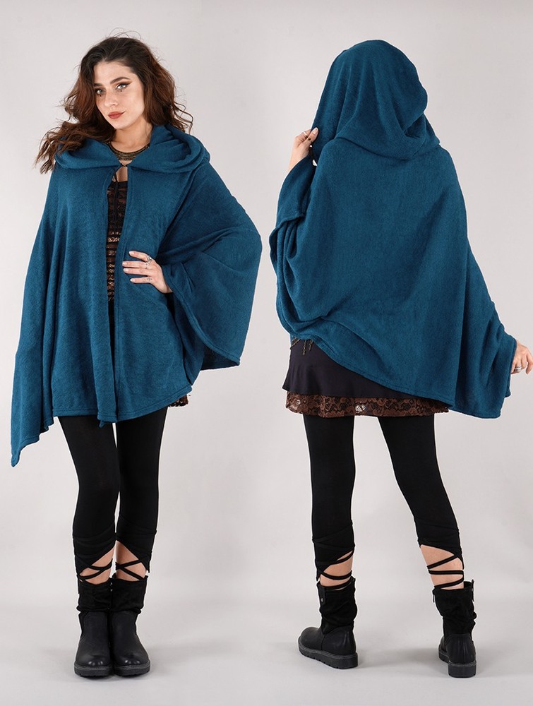 Toonzshop Danae Hooded Cape Ponchos Dam Blå | JAUYB-7824