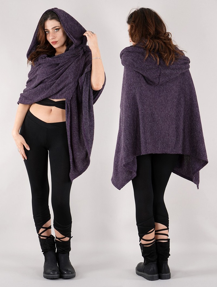 Toonzshop Danae Hooded Cape Ponchos Dam Lila | CPLET-6921