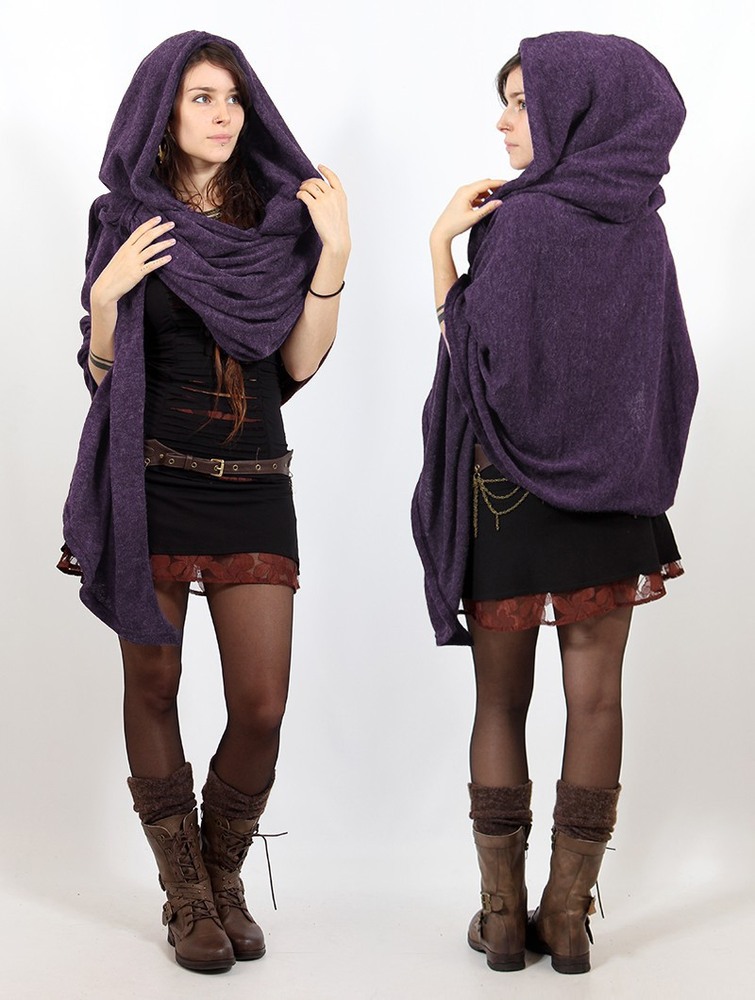 Toonzshop Danae Hooded Cape Ponchos Dam Lila | CPLET-6921