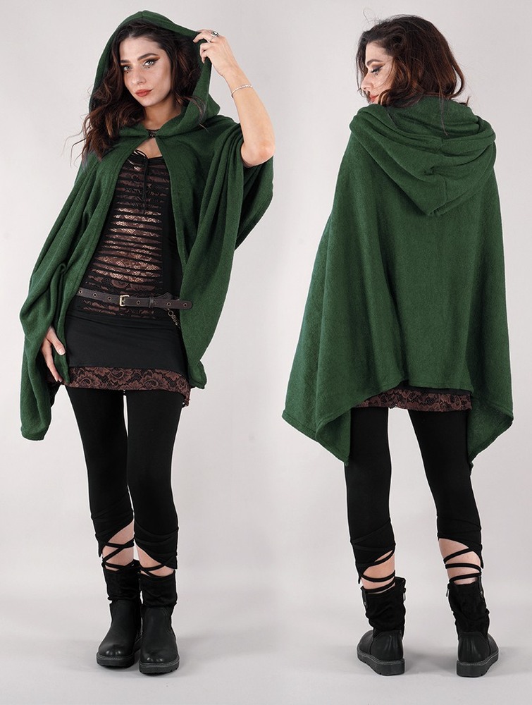 Toonzshop Danae Hooded Cape Ponchos Dam Gröna | RXFLI-6074