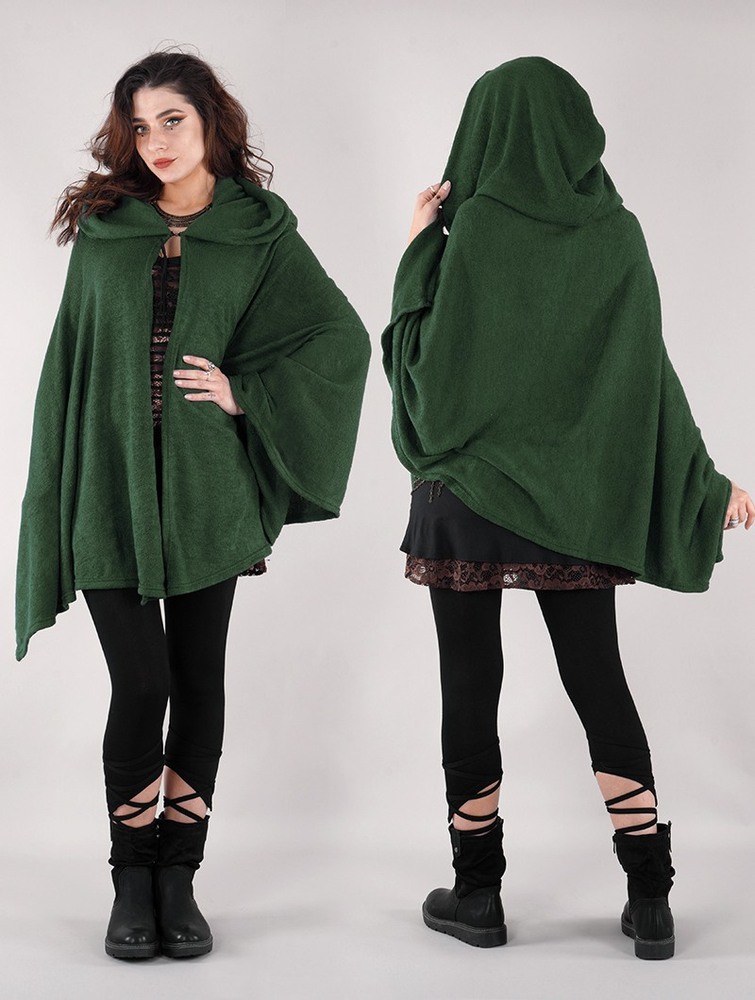 Toonzshop Danae Hooded Cape Ponchos Dam Gröna | RXFLI-6074