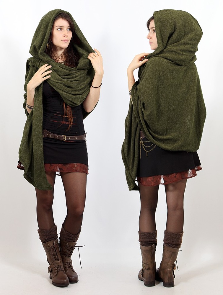 Toonzshop Danae Hooded Cape Ponchos Dam Gröna | XRSWU-2175