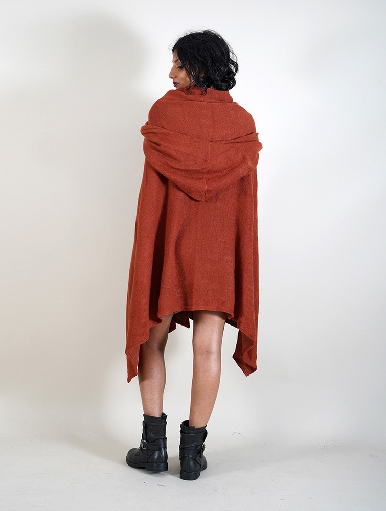 Toonzshop Danae Hooded Cape Ponchos Dam Sienna | KPBWE-6195