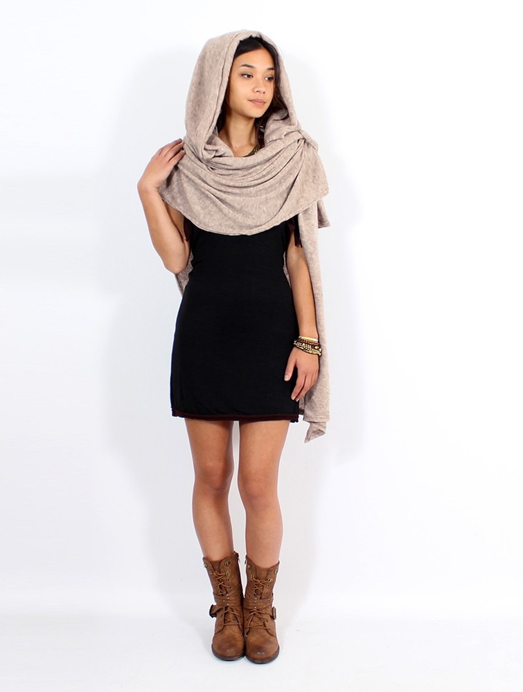 Toonzshop Danae Hooded Cape Ponchos Dam Beige | VKQJA-4983