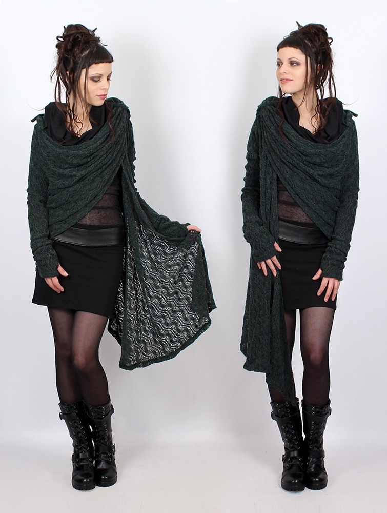 Toonzshop Danaeriz Long Sleeve Hooded Crochet Shawl Cardigan Kofta Dam Grå | KQWHF-4952