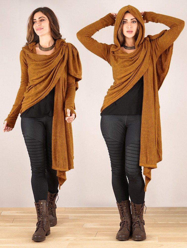 Toonzshop Danaeriz Long Sleeve Hooded Shawl Cardigan Kofta Dam Rusty | ARIOB-5734