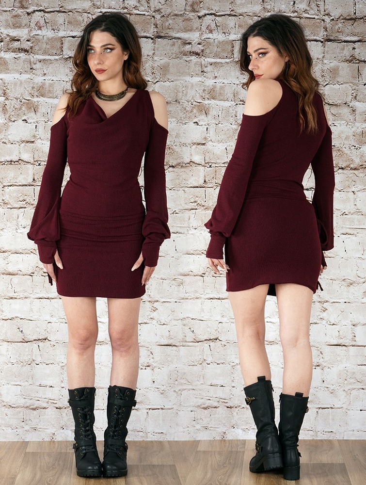 Toonzshop Elixir Bare Shoulder Sweater Dress Klänning Dam Wine | ANLCM-8176