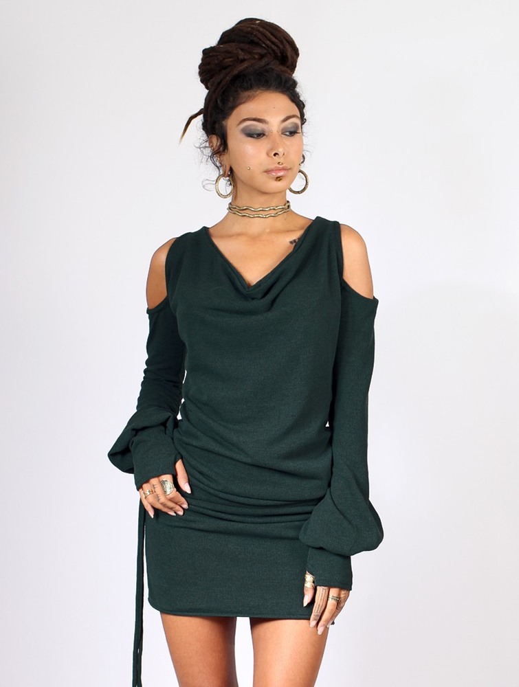 Toonzshop Elixir Bare Shoulder Sweater Dress Klänning Dam Teal | LDCHZ-6540