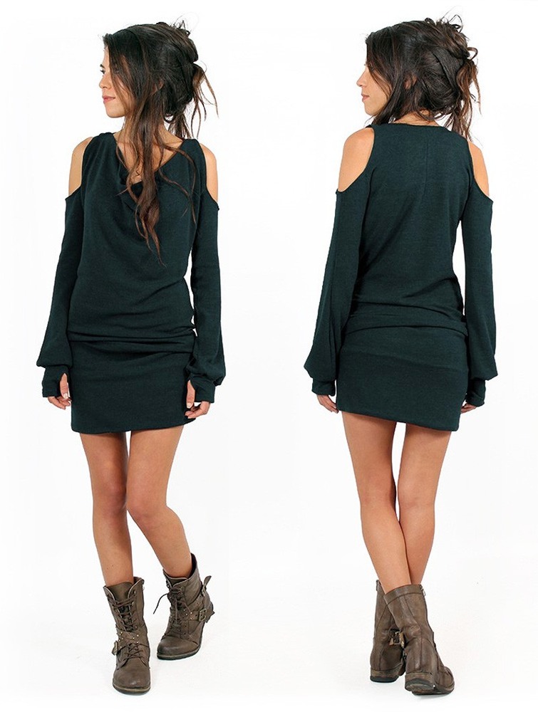 Toonzshop Elixir Bare Shoulder Sweater Dress Klänning Dam Teal | LDCHZ-6540