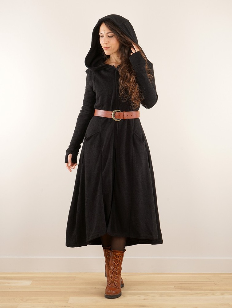 Toonzshop Enchantress Long Hooded Coat Rockar Dam Svarta | QNPYM-1645