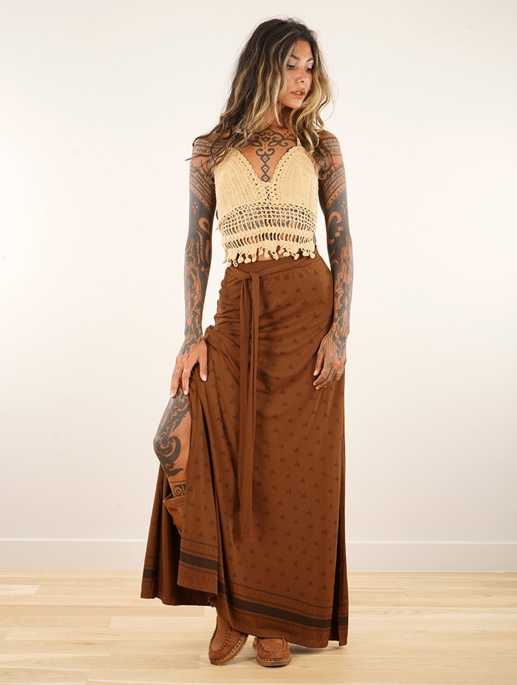 Toonzshop Eressea Umbas Printed Long Skirt Kjol Dam Goldenbrown | SGTFP-0267