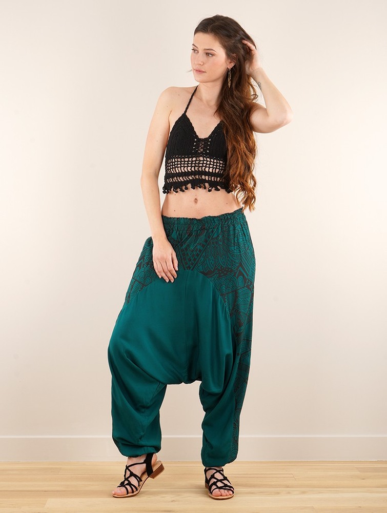 Toonzshop Ginie Africa Printed Light Harem Pants Byxor Dam Svarta | ANUDL-2564