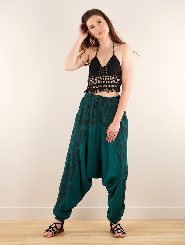 Toonzshop Ginie Africa Printed Light Harem Pants Byxor Dam Svarta | ANUDL-2564