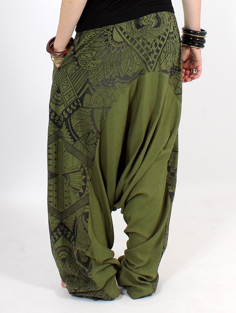 Toonzshop Ginie Africa Printed Light Harem Pants Byxor Dam Gröna Svarta | QKICM-0248