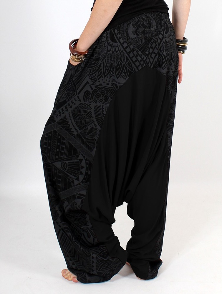 Toonzshop Ginie Africa Printed Light Harem Pants Byxor Dam Svarta Grå | SDAYV-9017