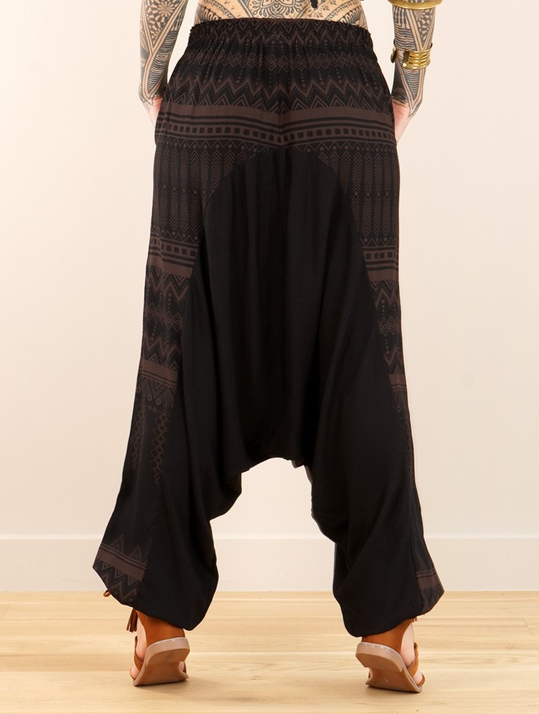 Toonzshop Ginie Aztec Light Harem Pants Byxor Dam Svarta Bruna | JETKU-9581