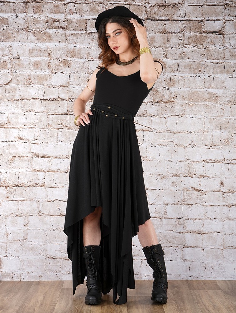 Toonzshop Gypse Asymmetric Flared Long Dress Klänning Dam Svarta | JRBVX-9253