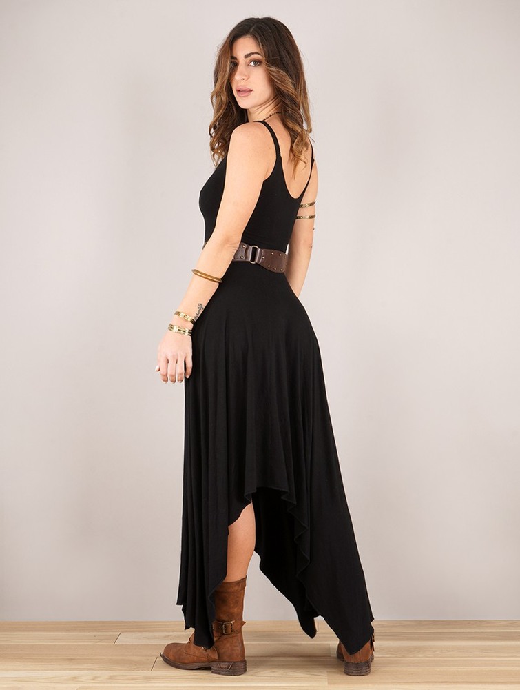 Toonzshop Gypse Asymmetric Flared Long Dress Klänning Dam Svarta | JRBVX-9253