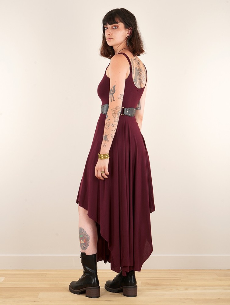 Toonzshop Gypse Asymmetric Flared Long Dress Klänning Dam Wine | TJMFO-3271