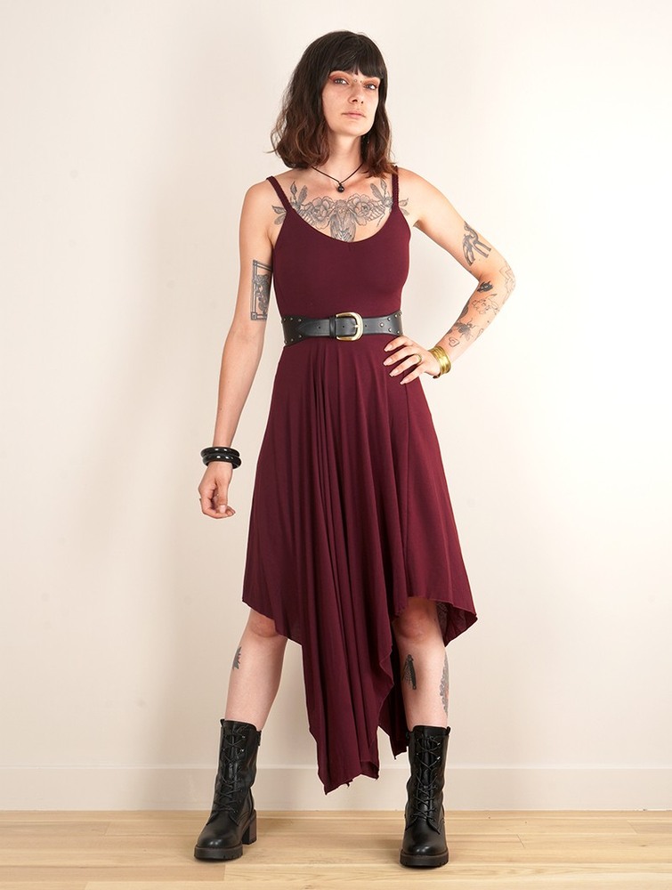 Toonzshop Gypse Asymmetric Flared Long Dress Klänning Dam Wine | TJMFO-3271