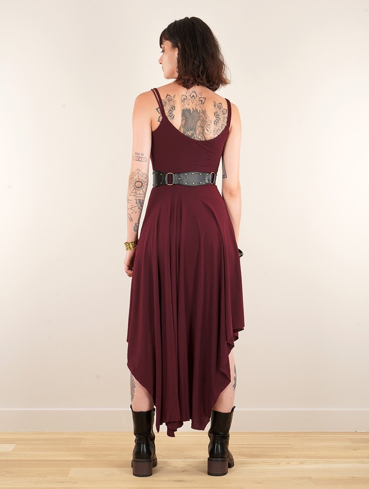 Toonzshop Gypse Asymmetric Flared Long Dress Klänning Dam Wine | TJMFO-3271