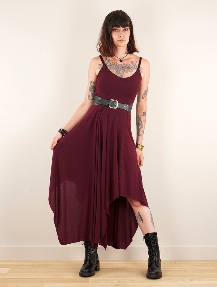 Toonzshop Gypse Asymmetric Flared Long Dress Klänning Dam Wine | TJMFO-3271