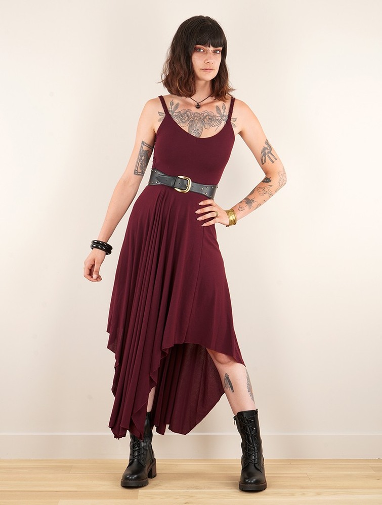 Toonzshop Gypse Asymmetric Flared Long Dress Klänning Dam Wine | TJMFO-3271