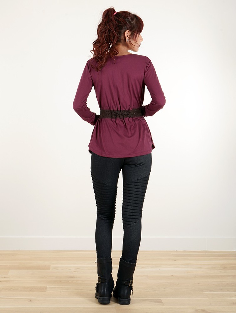 Toonzshop Heldaria Long Sleeve Peplum Top Blast Dam Wine | BQVGK-5841