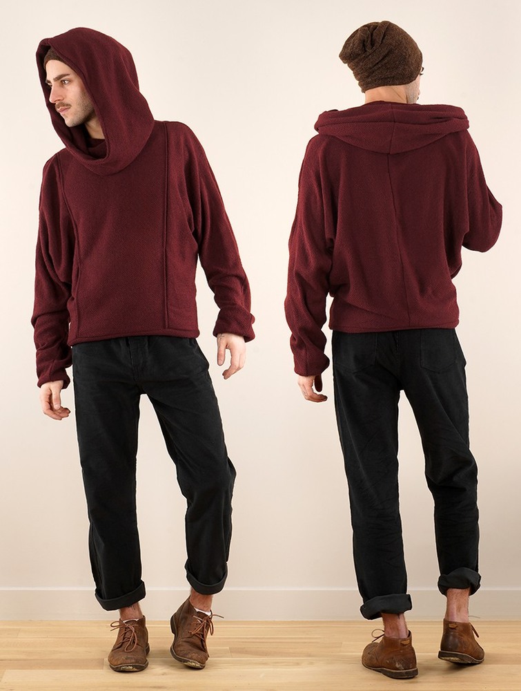 Toonzshop Helixx Retractable Hooded Long Sweater Tröja Dam Wine | DUCIP-7039