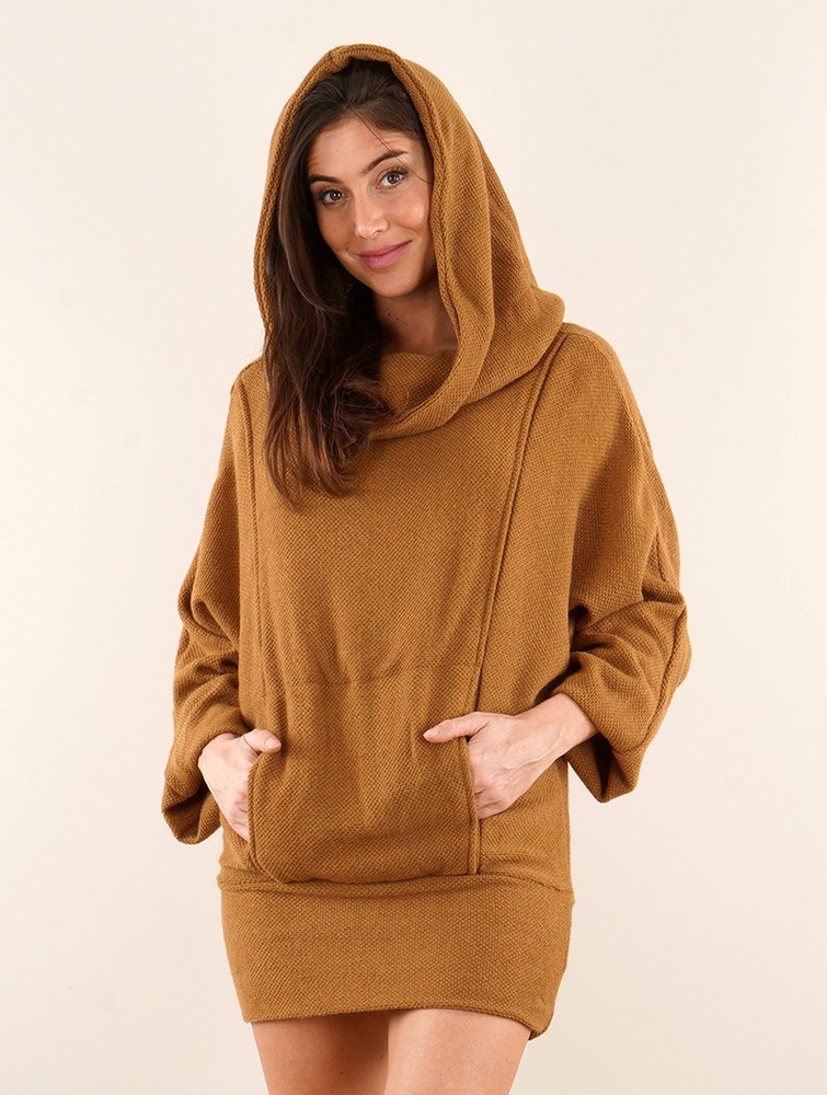 Toonzshop Helixx Retractable Hooded Long Sweater Tröja Dam Rusty | POLDI-2873