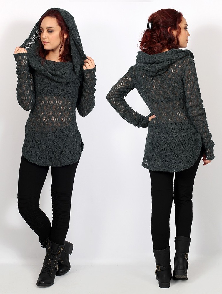 Toonzshop Hookäa Crochet Sweater Tröja Dam Grå | DFJVA-1402