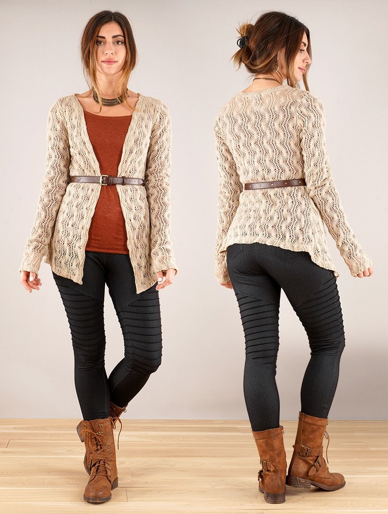 Toonzshop Idrïss Crochet Cardigan Kofta Dam Beige | IWSGP-3914