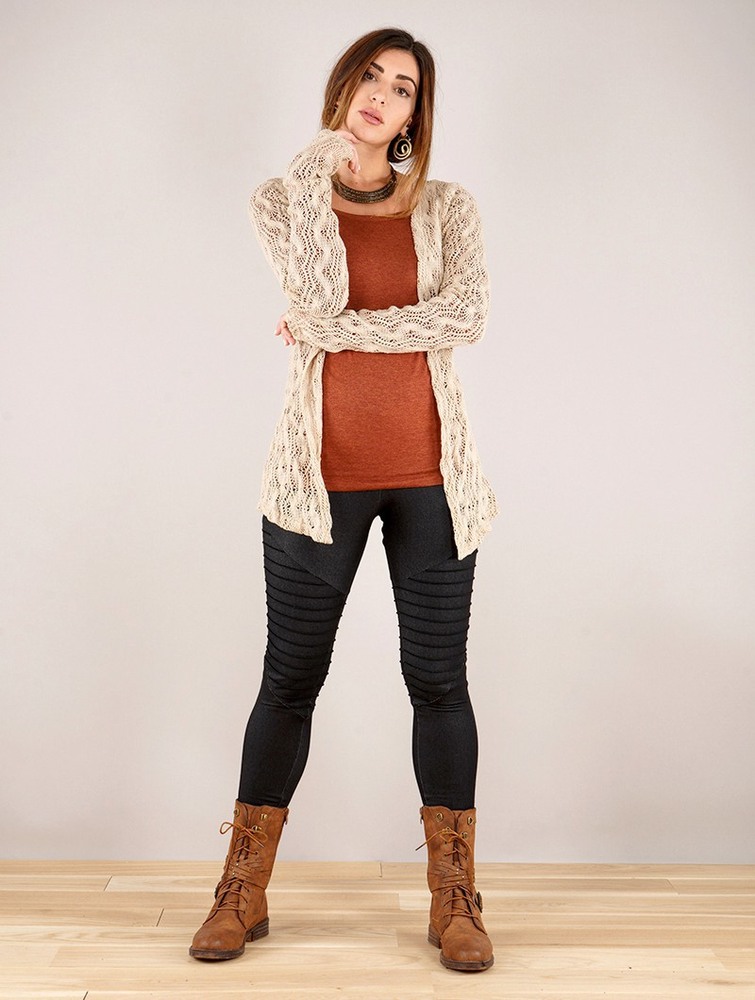 Toonzshop Idrïss Crochet Cardigan Kofta Dam Beige | IWSGP-3914