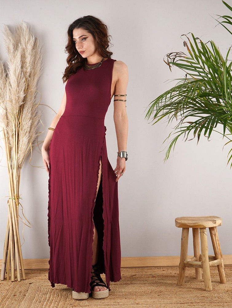 Toonzshop Ikshana Long Dress Klänning Dam Wine | PSBAK-3279