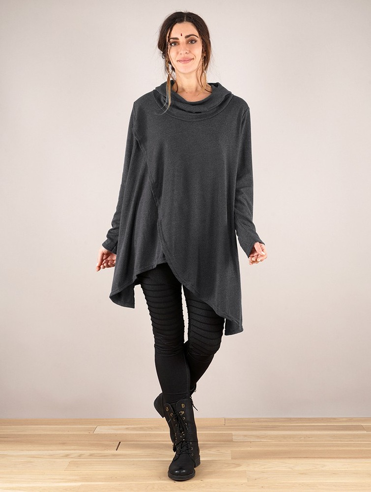 Toonzshop Inika Poncho Pullover Pullover Dam Mörkgrå | ZTJRE-6042