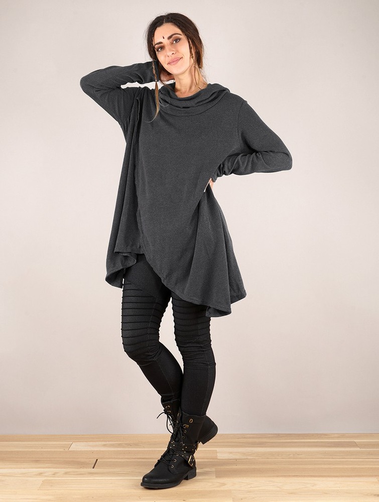 Toonzshop Inika Poncho Pullover Pullover Dam Mörkgrå | ZTJRE-6042