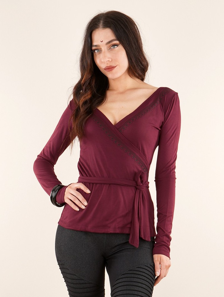 Toonzshop Irwaen Indie Long Sleeve Top Blast Dam Wine | SNDZQ-1896