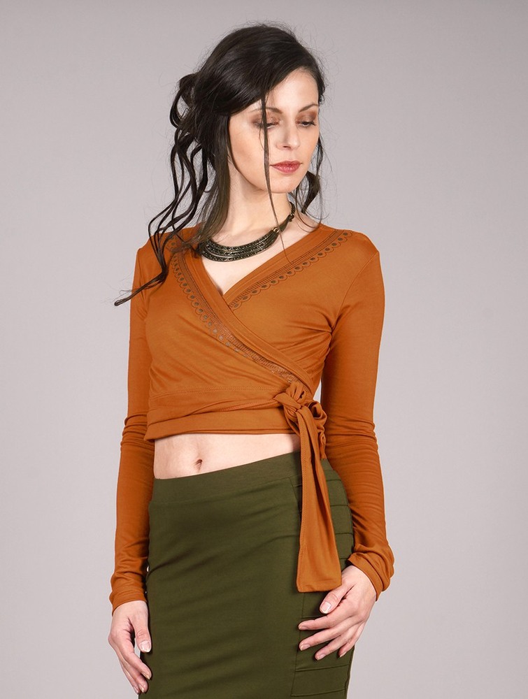 Toonzshop Irwaen Indie Long Sleeved Crop Top Blast Dam Rusty | QWATL-4591