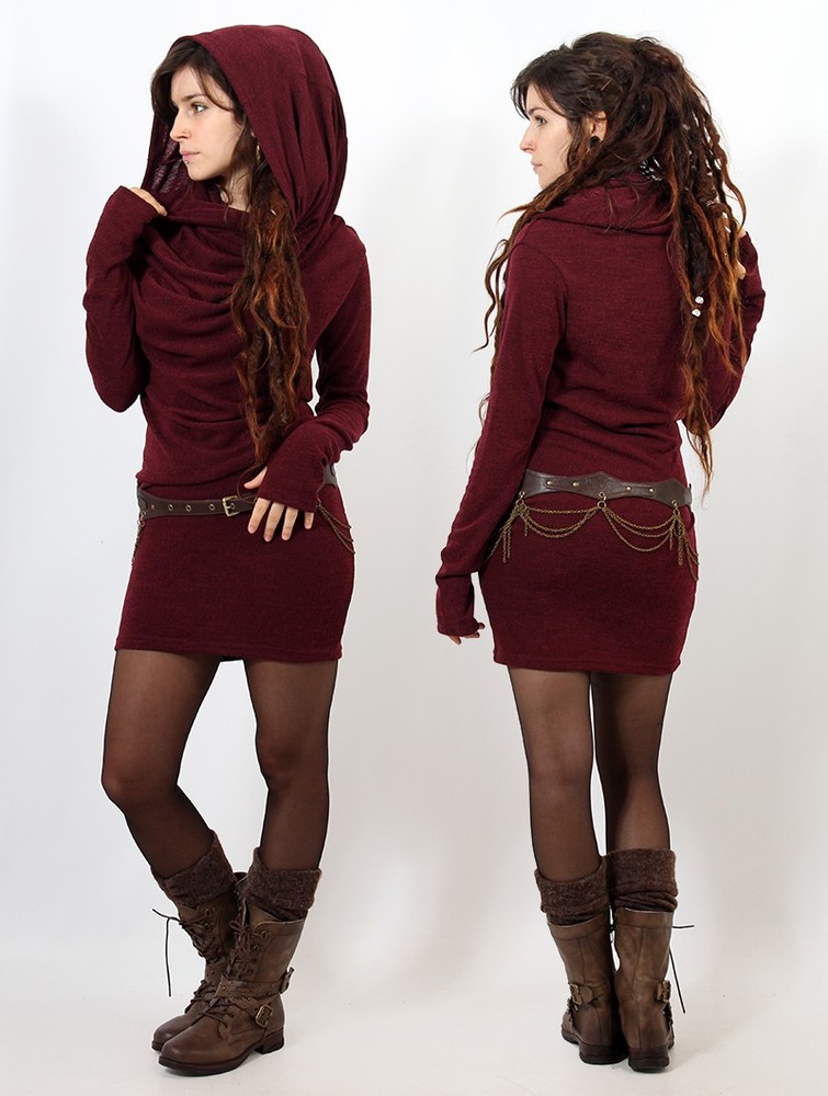 Toonzshop Kali Cowl Neck Sweater Dress Klänning Dam Wine | FCAJY-2309