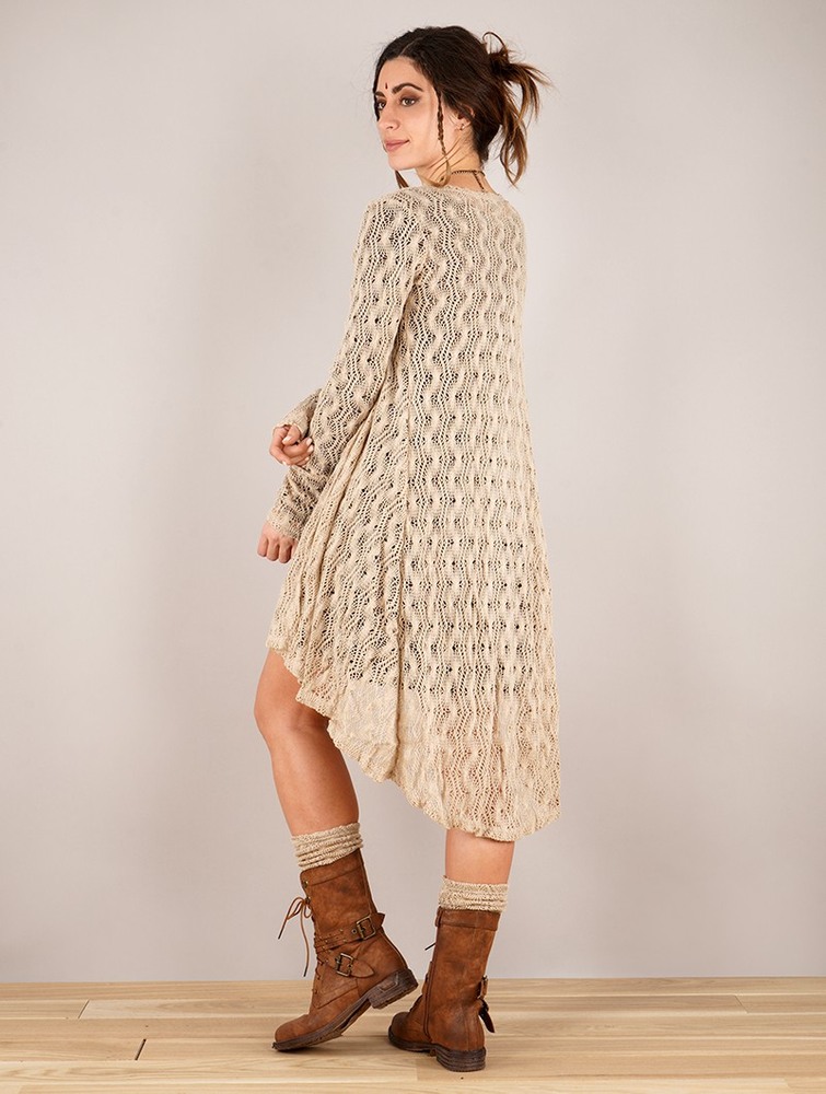 Toonzshop Kalyäa Crochet Cardigan Kofta Dam Beige | XMCBE-1895