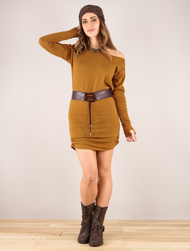 Toonzshop Kayäaz Batwing Sleeve Sweater Dress Klänning Dam Rusty | TCPBA-7029