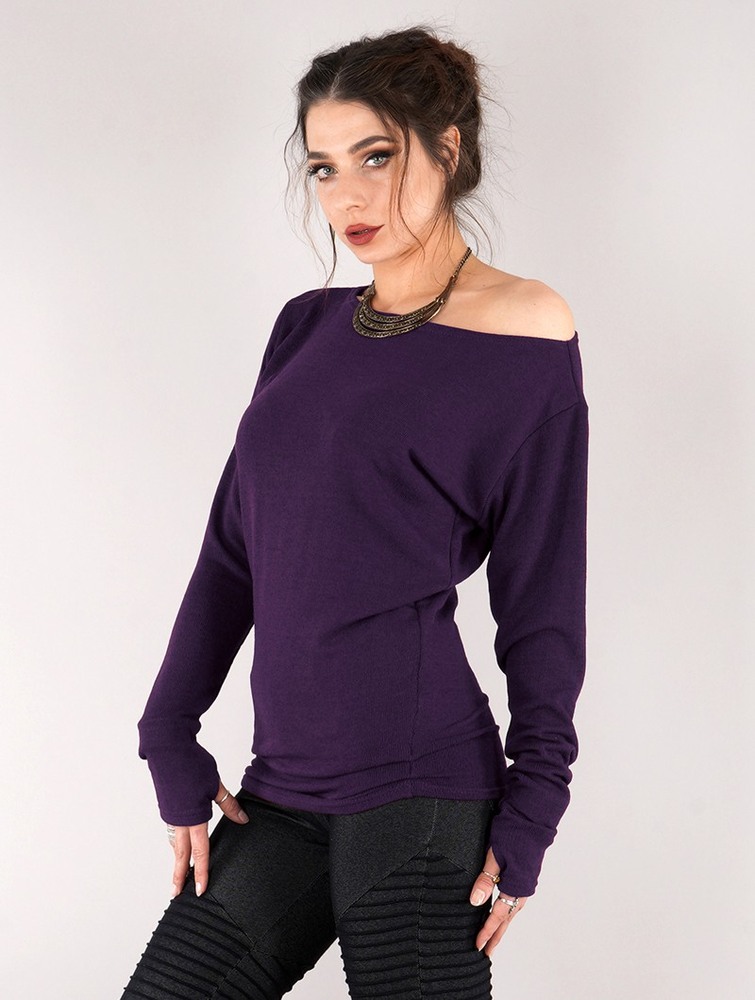 Toonzshop Kayäaz Batwing Sleeve Sweater Tröja Dam Lila | TUWGD-1427